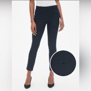 Gap Sz 4 Blue Flocked Polka Dot Skinny Ankle Pants.